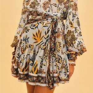 Farm Rio Floral Tapestry Silver Mini Skirt